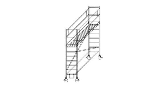 Aluminium-Rollgerüst Gerüstgröße 1,80x0,75m Plattformhöhe 3,20m Gerüsthöhe 4,20m