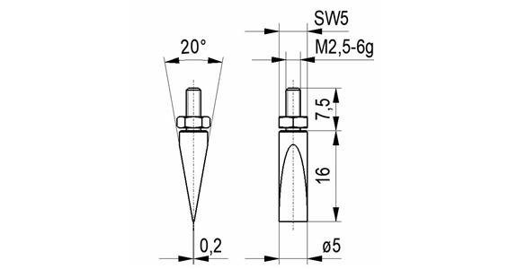 Spitztaster Nr.14 für Messuhren und Feinzeiger A-Gew. M2,5