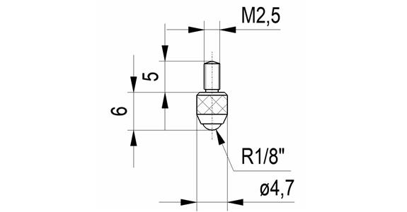 Kugeltaster Nr.12b für Messuhren und Feinzeiger A-Gew. M2,5 Keramik-Einsatz 3 mm